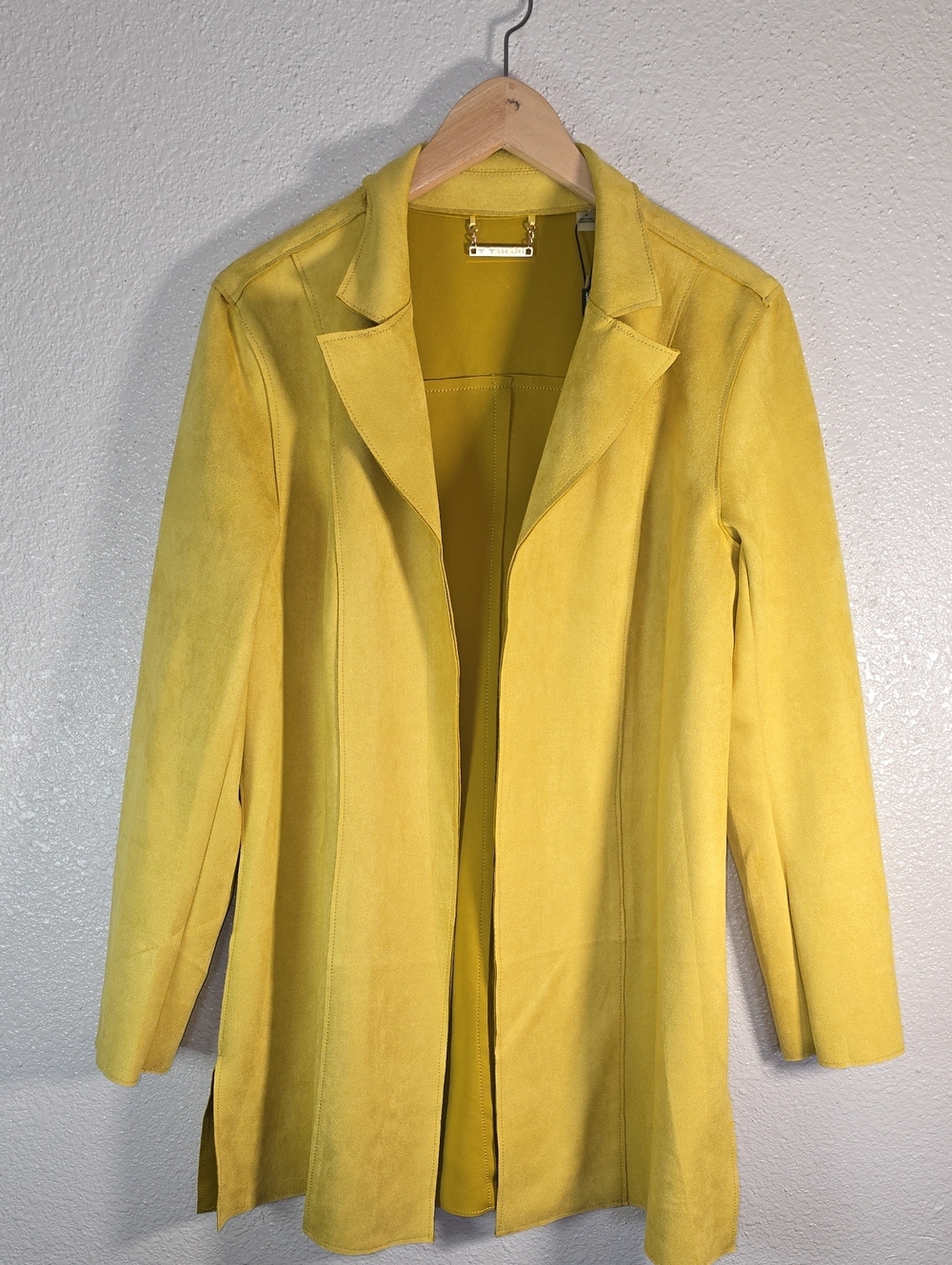 Tahari Yellow Women's Open-Front Coat Jacket